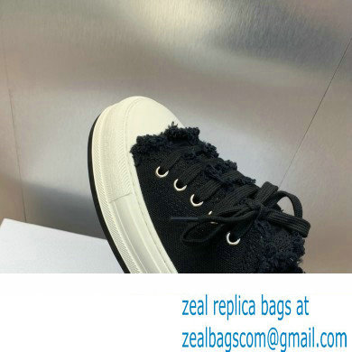 Dior black Fringed Cotton Canvas with Embroideries Walk'n'Dior Platform Sneaker 2024