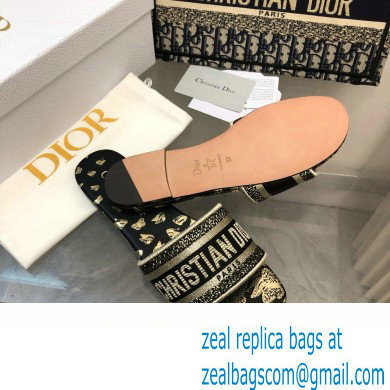 Dior black and Gold-Tone Gradient Butterflies Embroidered Cotton with Metallic Thread Dway Slide 2024