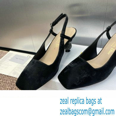 Dior heel 5.5CM LA CIGALE Slingback Pump IN BLACK VELVET 2024