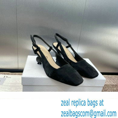 Dior heel 5.5CM LA CIGALE Slingback Pump IN BLACK VELVET 2024
