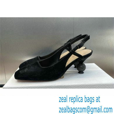 Dior heel 5.5CM LA CIGALE Slingback Pump IN BLACK VELVET 2024