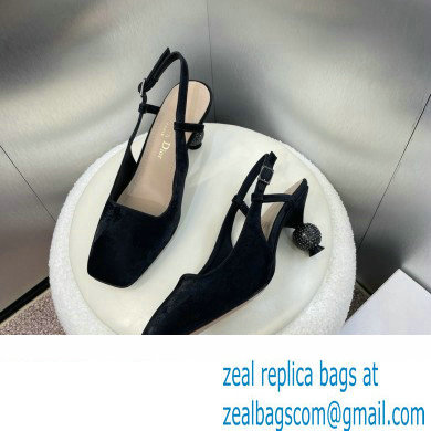 Dior heel 5.5CM LA CIGALE Slingback Pump IN BLACK VELVET 2024