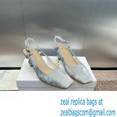 Dior heel 5.5CM LA CIGALE Slingback Pump IN GRAY VELVET 2024