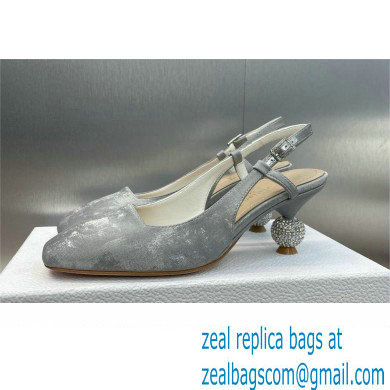 Dior heel 5.5CM LA CIGALE Slingback Pump IN GRAY VELVET 2024