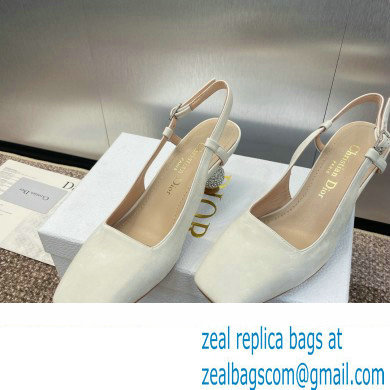 Dior heel 5.5CM LA CIGALE Slingback Pump IN WHITE VELVET 2024