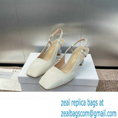 Dior heel 5.5CM LA CIGALE Slingback Pump IN WHITE VELVET 2024