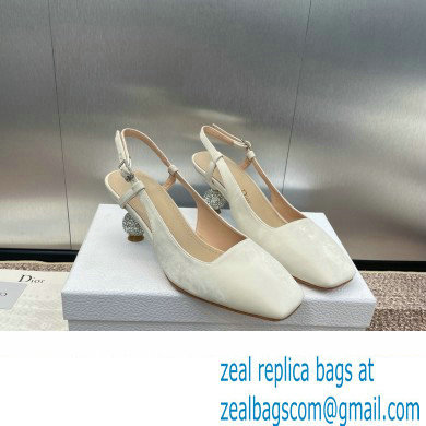 Dior heel 5.5CM LA CIGALE Slingback Pump IN WHITE VELVET 2024