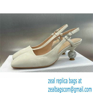 Dior heel 5.5CM LA CIGALE Slingback Pump IN WHITE VELVET 2024