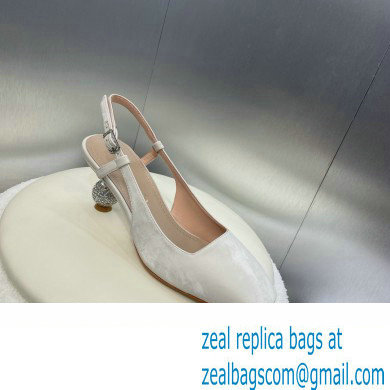 Dior heel 5.5CM LA CIGALE Slingback Pump IN WHITE VELVET 2024