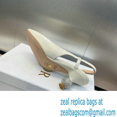 Dior heel 5.5CM LA CIGALE Slingback Pump IN WHITE VELVET 2024