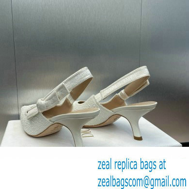 Dior heel 6.5CM J'Adior Slingback Pump IN Embroidered Cotton and White Resin Pearls 2024