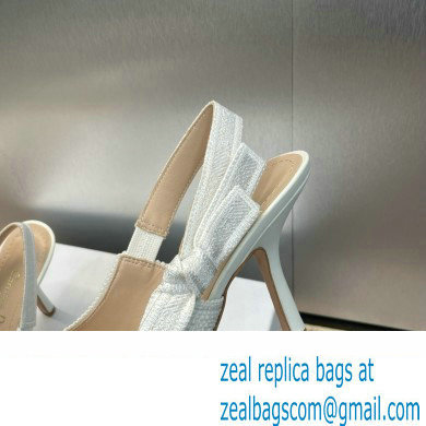 Dior heel 9.5CM J'Adior Slingback Pump IN Embroidered Cotton and White Resin Pearls 2024
