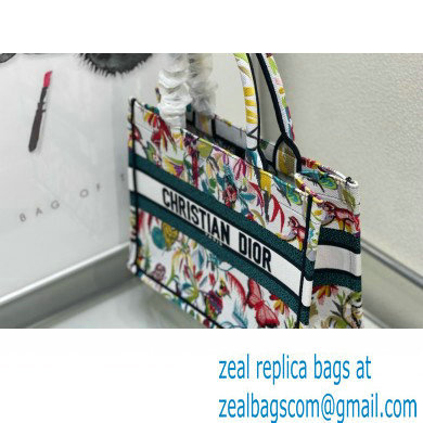 Dior medium Book Tote Bag in White Multicolor Toile de Jouy Fantastica Embroidery 2024