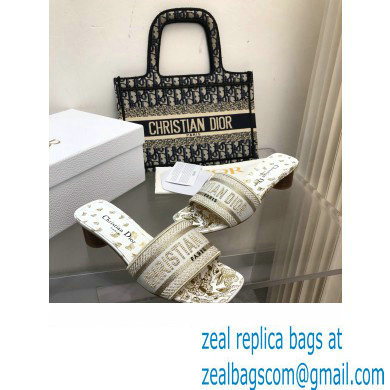Dior white and golden Gradient Butterflies Dway Heeled Slide 2024