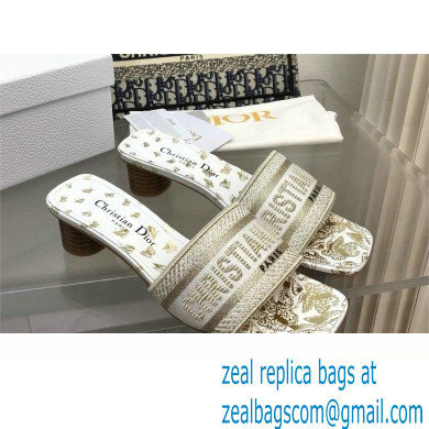 Dior white and golden Gradient Butterflies Dway Heeled Slide 2024