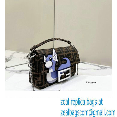 FENDI x FRGMT x POKEMON Mini Baguette bag Brown FF fabric 2024