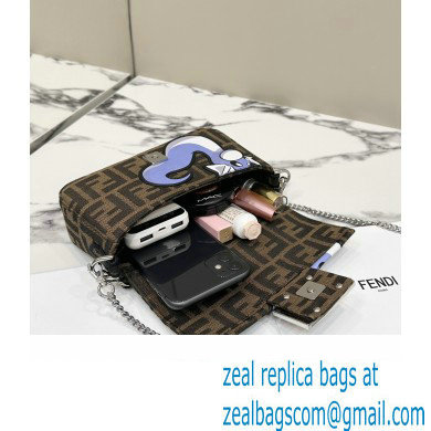 FENDI x FRGMT x POKEMON Mini Baguette bag Brown FF fabric 2024