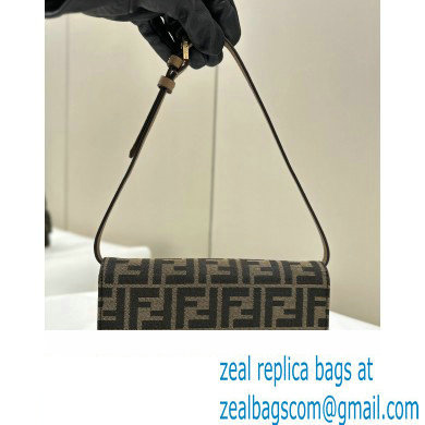 Fendi Continental Wallet With Chain Bag FF fabric Brown 2024