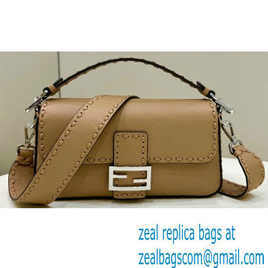 Fendi Medium Baguette Bag Beige Selleria with oversize topstitching 2024