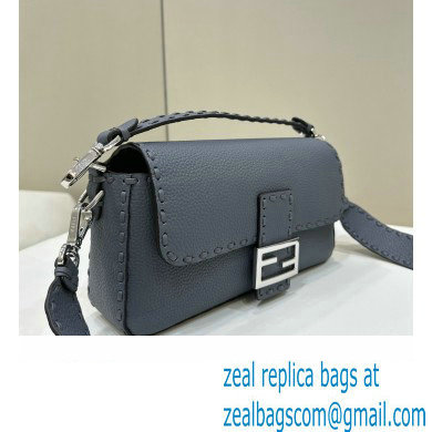 Fendi Medium Baguette Bag Gray Selleria with 612 hand-sewn topstitches 2024