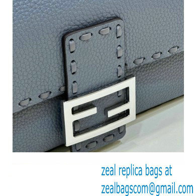 Fendi Medium Baguette Bag Gray Selleria with 612 hand-sewn topstitches 2024