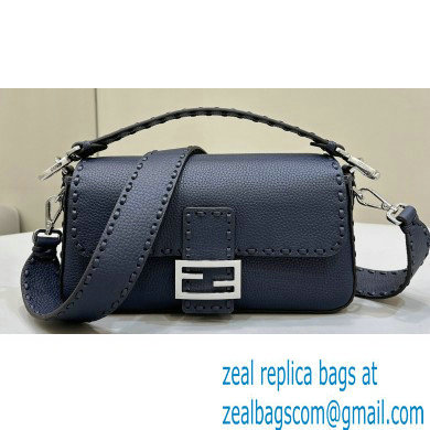 Fendi Medium Baguette Bag Midnight blue Selleria with oversize topstitching 2024