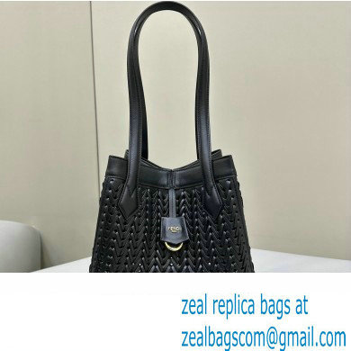 Fendi Origami Medium bag Black interlaced leather bag that can be transformed 2024
