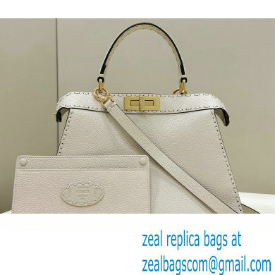 Fendi Peekaboo ISeeU Medium Bag White Selleria with oversized topstitching 2024