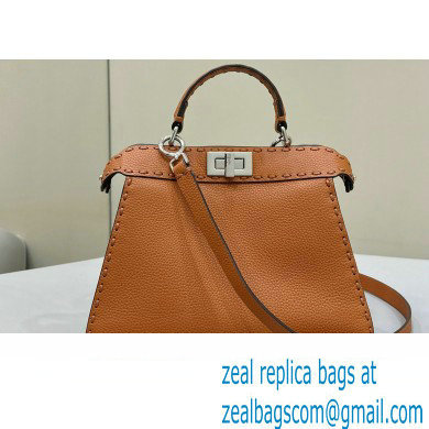 Fendi Peekaboo ISeeU Small Bag Brown Selleria with 556 hand-sewn stitches 2024