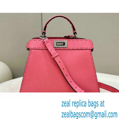 Fendi Peekaboo ISeeU Small Bag Pink Selleria with 556 hand-sewn stitches 2024