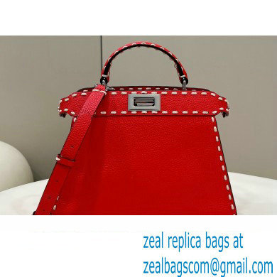 Fendi Peekaboo ISeeU Small Bag Red Selleria with topstitches 2024