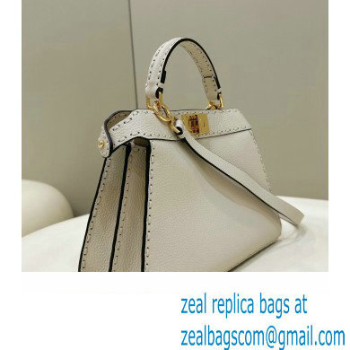 Fendi Peekaboo ISeeU Small Bag White Selleria with 556 hand-sewn stitches 2024