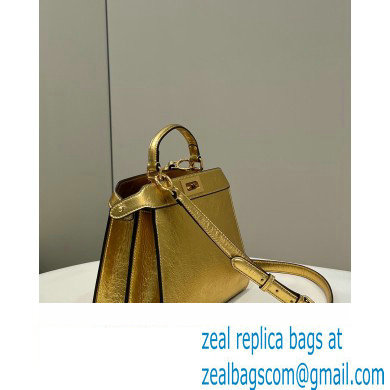 Fendi Peekaboo ISeeU Small Bag in nappa Leather Gold 2024