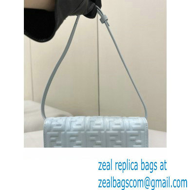 Fendi Wallet On Chain Baguette Bag in Light blue nappa leather 2024