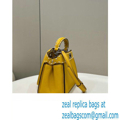 Fendi iconic Peekaboo Mini Bag Yellow Selleria with topstitches 2024