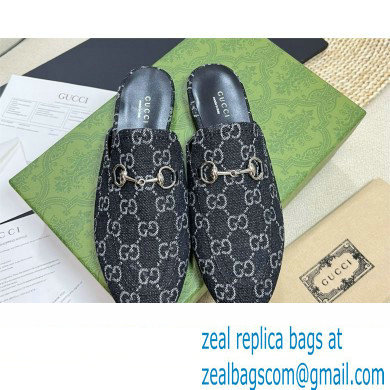 Gucci Black and grey GG denim Princetown slipper 771592 2024
