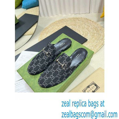 Gucci Black and grey GG denim Princetown slipper 771592 2024