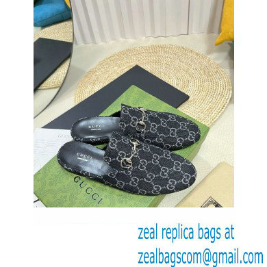 Gucci Black and grey GG denim Princetown slipper 771592 2024