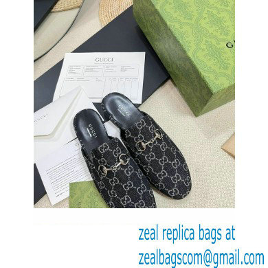 Gucci Black and grey GG denim Princetown slipper 771592 2024