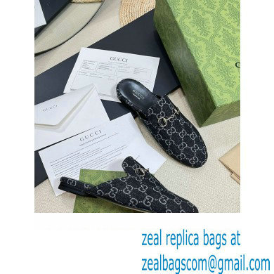 Gucci Black and grey GG denim Princetown slipper 771592 2024