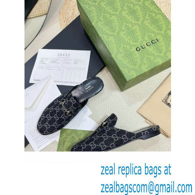 Gucci Black and grey GG denim Princetown slipper 771592 2024