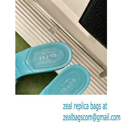 Gucci Heel 7cm Crystal Double G Slides Sandals Blue 2024