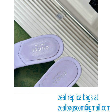 Gucci Heel 7cm Crystal Double G Slides Sandals Lilac 2024