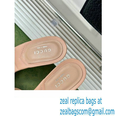 Gucci Heel 7cm Crystal Double G Slides Sandals Nude 2024