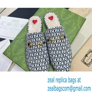 Gucci Ivory and black GG canvas jacquard Princetown slipper 779241 2024