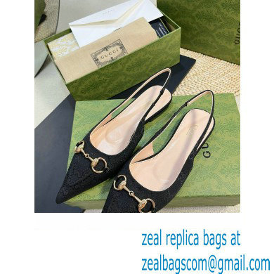 Gucci Women's GG canvas slingback ballet flat 786592 black 2024