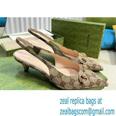 Gucci Women's GG canvas slingback pump 782407 beige 2024