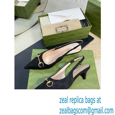 Gucci Women's GG canvas slingback pump 782407 black 2024
