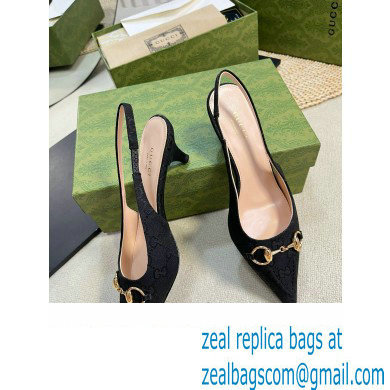 Gucci Women's GG canvas slingback pump 782407 black 2024