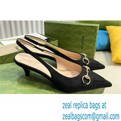 Gucci Women's GG canvas slingback pump 782407 black 2024